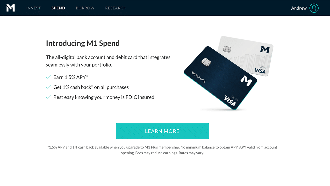 m1 finance credit card
